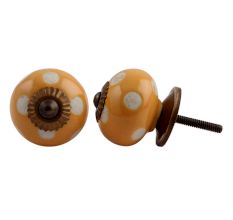 Mustard Polka Dot Ceramic Dresser Knob